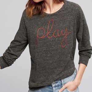 SUNDRY BLACK SPACE DYE LONG RAGLAN SLEEVE EMBROIDERED PLAY SWEATSHIRT SZ 1/SMALL
